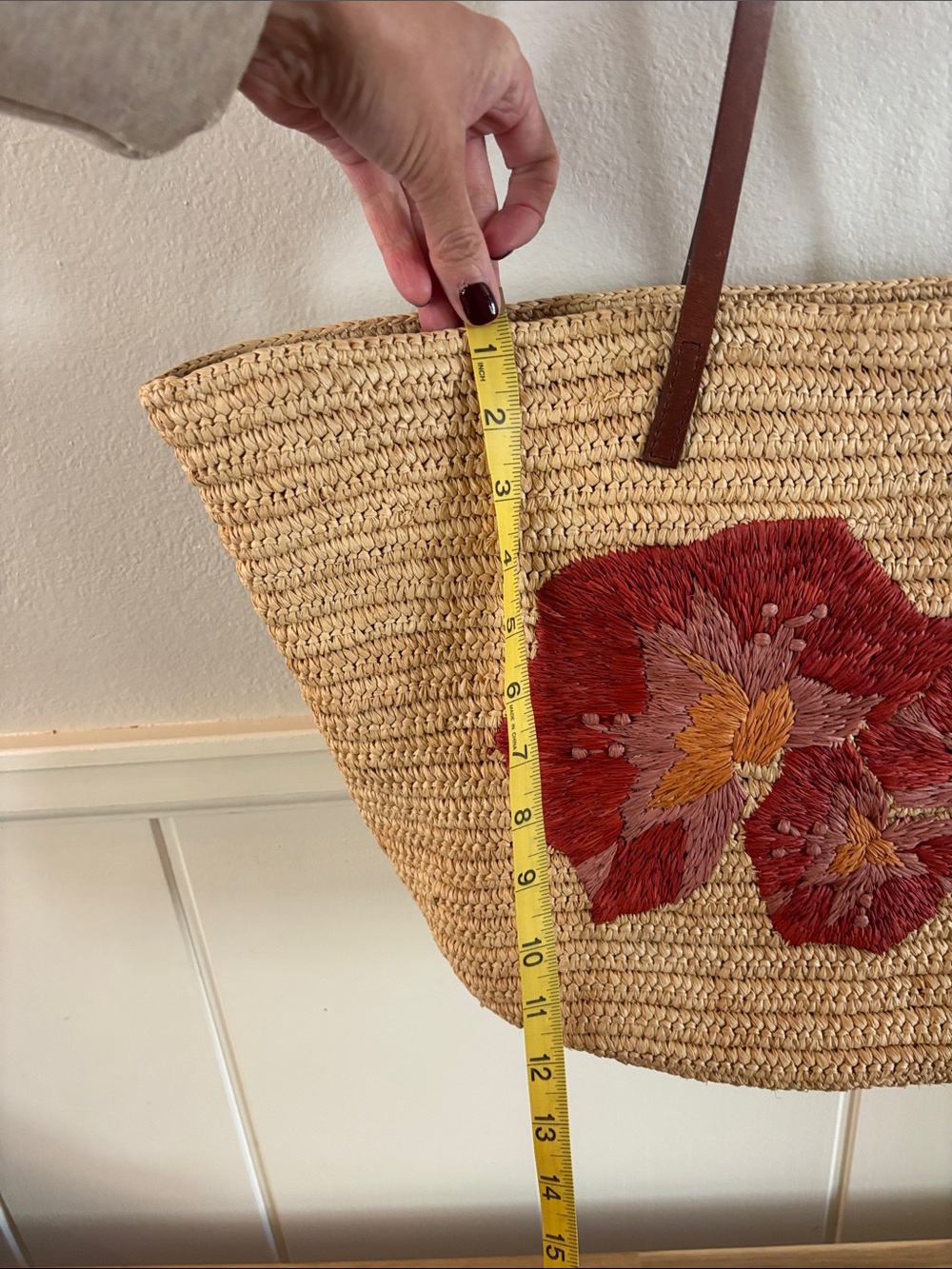 Sezane RARE Jumbo Raffia Tote Floral - Picture 5 of 6